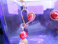 Copper Wire Heart Earrings with Red Glass Beads